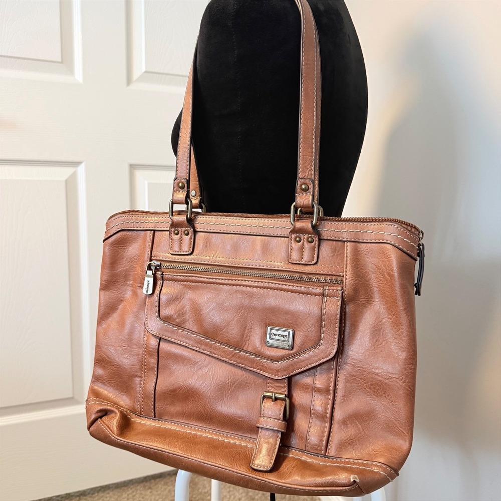 b.o.c Born Concept Amherst Brown Saddle Bag Leather Tote Handbag Y2K Medium